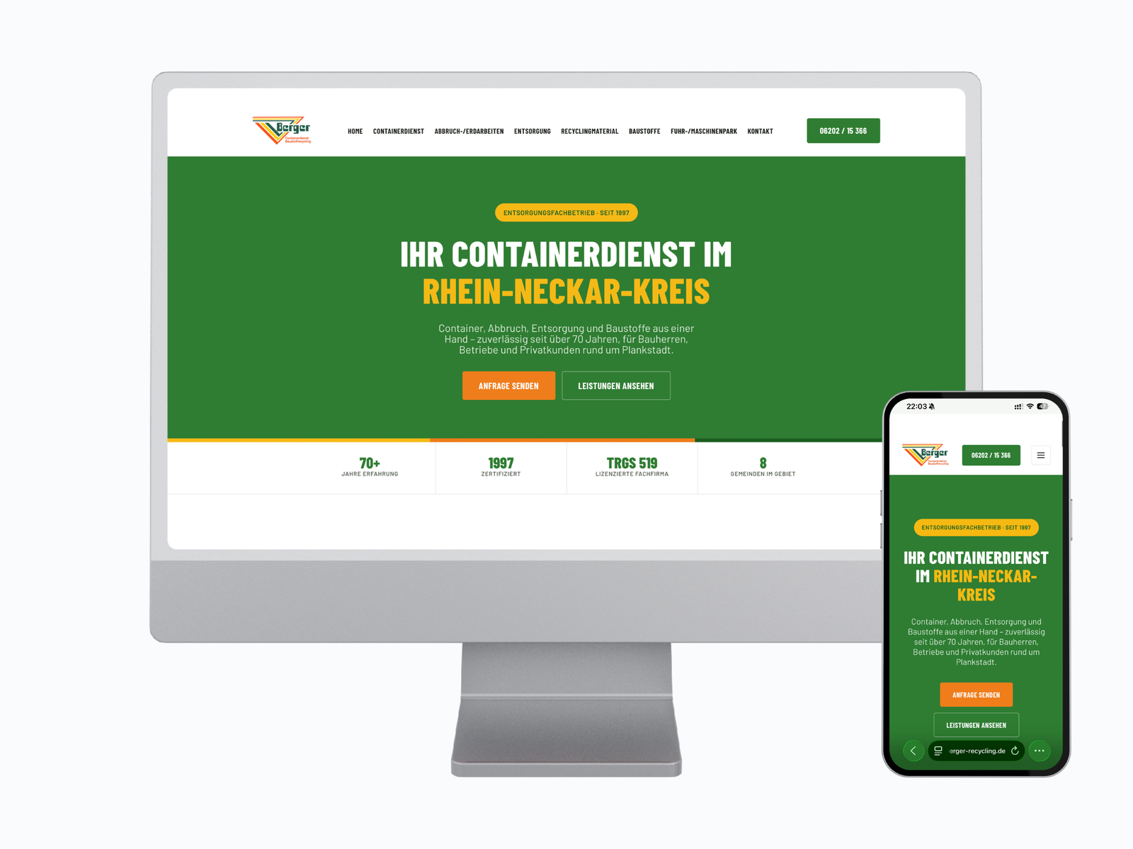 Website-Referenz Berger Recycling – Webdesign von Adshare